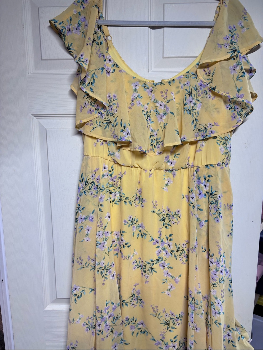 torrid Yellow Floral Ruffle Sundress with Lavender Accents
